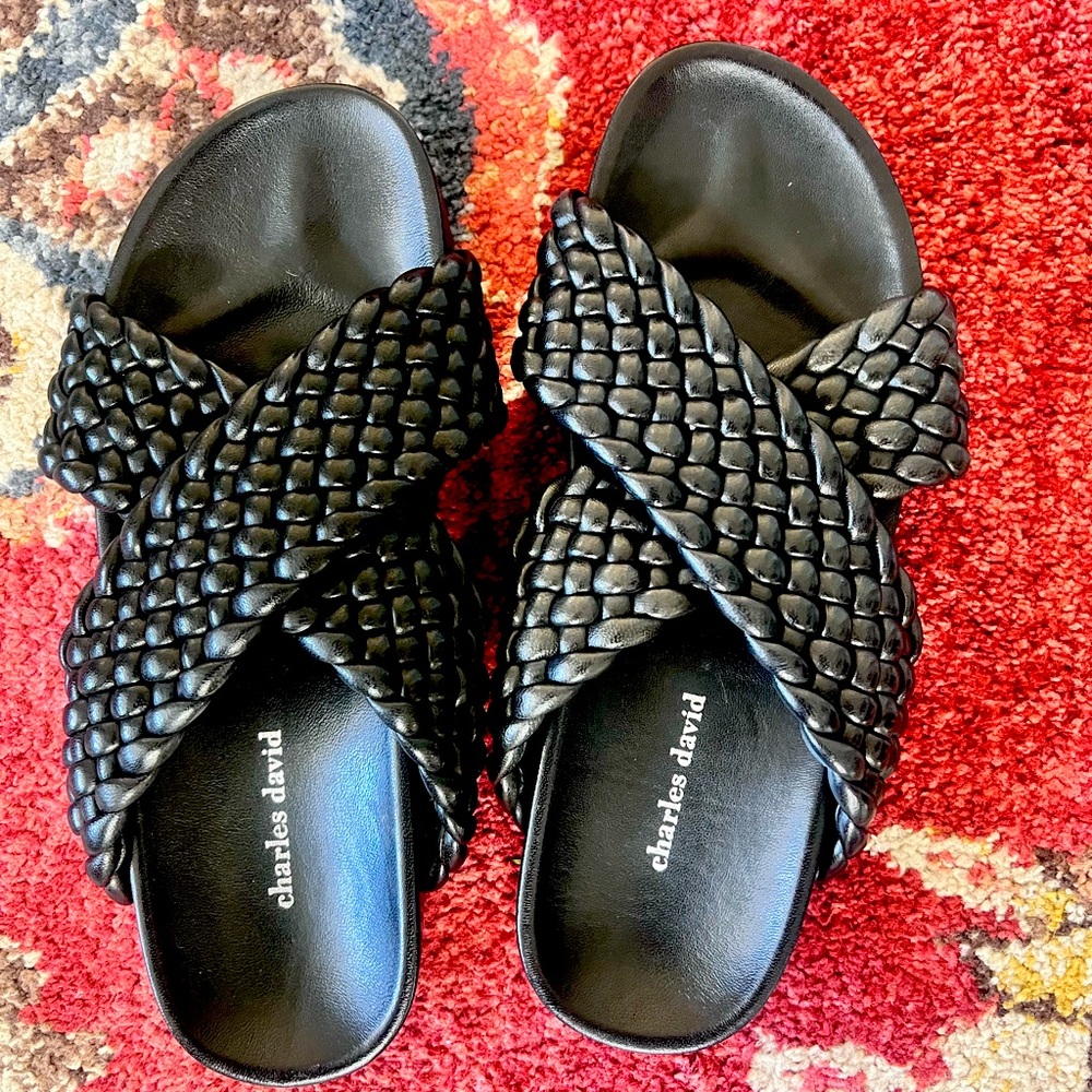 Charles David Black Braided sandals